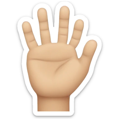 flat hand emoji but the thumb is touching the fourth finger and therest fingers are flat sticker