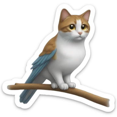 Un chat sur un oiseau sticker