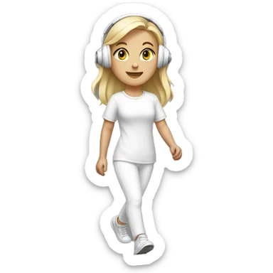 blonde girls wearing white headphones walking  sticker