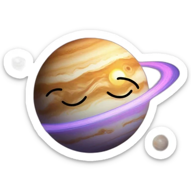 planet jupiter with a cartoon face blowing a kiss sticker