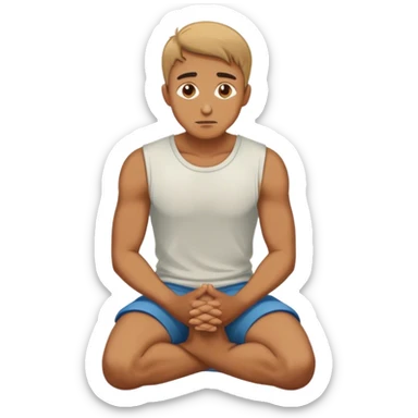 man begging kneeled on knees sticker