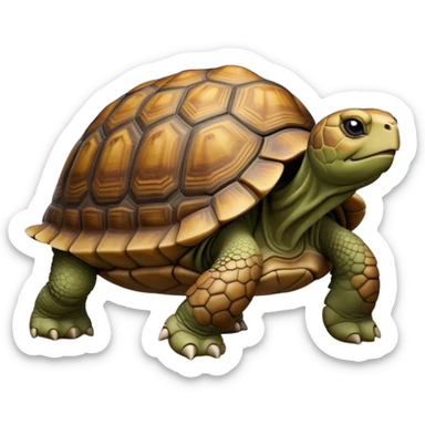 cinematic-tortoise-realistic-full-body-walking-emoji,-sturdy-domed-shell-in-rich-earthy-tones,-thick-scaled-legs-moving-slowly-but-deliberately,-wrinkled-wise-face-peering-ahead-with-calm-determination,-small-dark-eyes-reflecting-centuries sticker