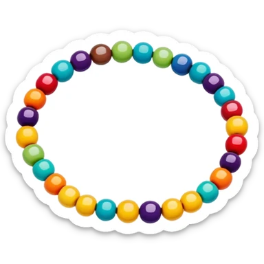 A beaded bracelet with round, polished beads in mixed vibrant colors, elastic style, no background, standalone. sticker