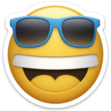 A smiling face with sunglasses, cartoon-style sticker