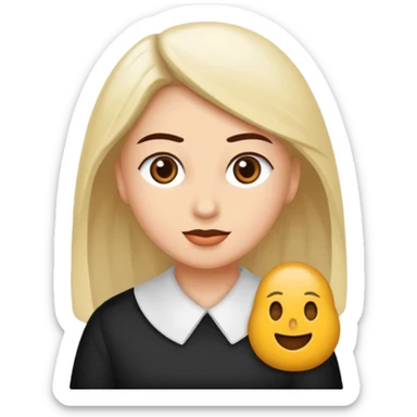 Çok güzel bir sarışın kadın saçları düz uzun kıyafeti beyaz göz rengi kahverengi sticker