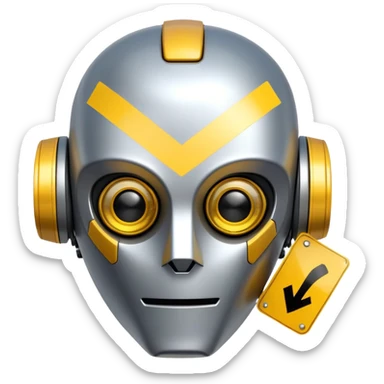 robot head with a yellow checklist with a warning symbol on it sticker
