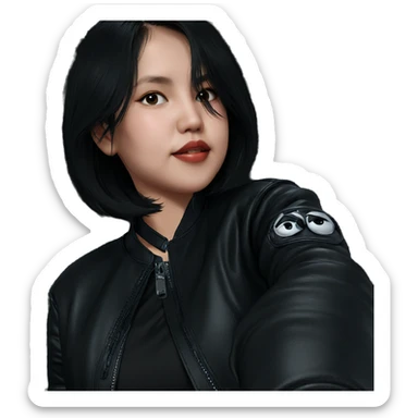girl in leather jacket sticker
