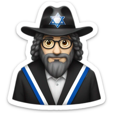 rabbin with Sidelocks holding israel flag sticker