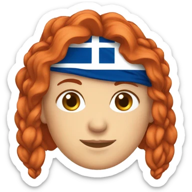 Female red hair mountaineer with greek and european flag sticker