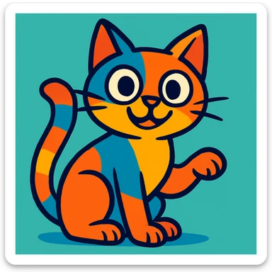 a cat, vibrant toon style illustration sticker