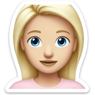 blonde girl with blue eyes in a light pink top sticker