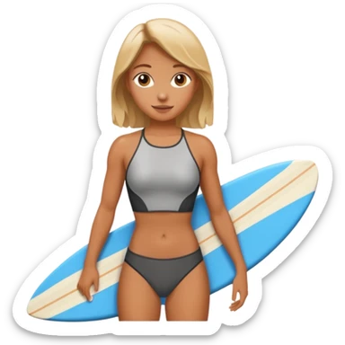 surfboard holding in hand women sticker