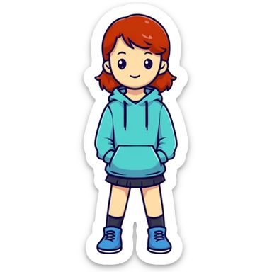 Cute redhead girl full body sticker