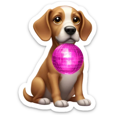 Dog with pink disco ball sticker