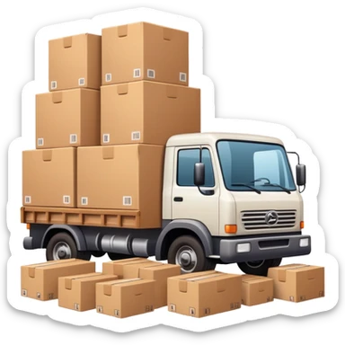 truck with cargo area full of boxes sticker