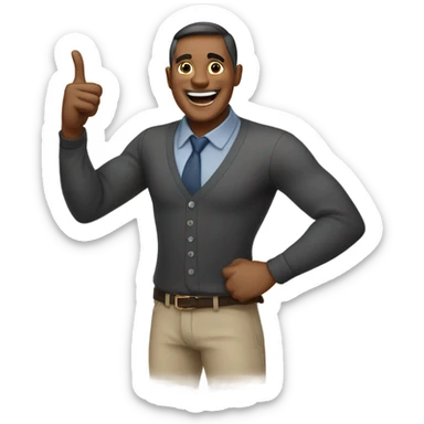 guy pointing both thumbs at himself  sticker