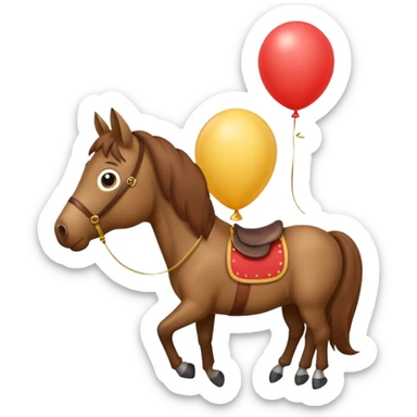 A horse inhaling a balloon sticker