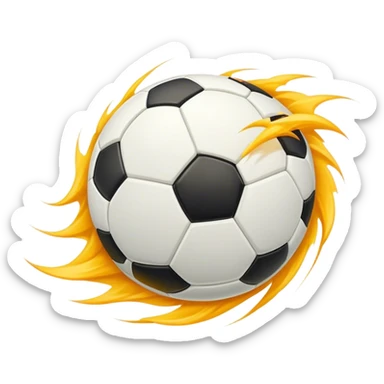 Cinematic Realistic image of a soccer ball soaring through the air, capturing dynamic motion and finely detailed textures with a dramatic, high-energy lighting that evokes the thrill of the game sticker