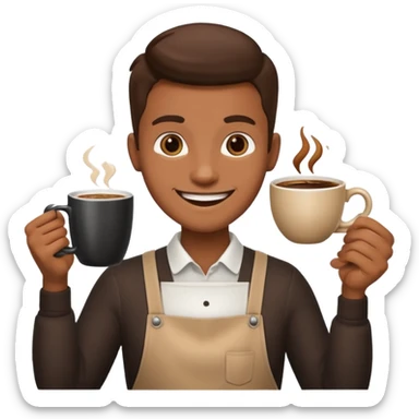 barista with big cup of coffee sticker