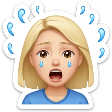 girl crying with shout sticker