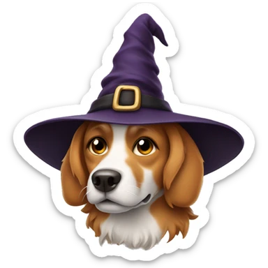 Dog with witch hat sticker