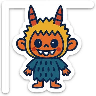 Labubu doll icon, vibrant toon style, bold colors, playful look sticker