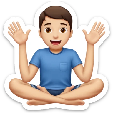 Person with tongue out with hands on the side other face with their feet up sticker