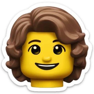 Lego minifig smile brown Bob hair  sticker