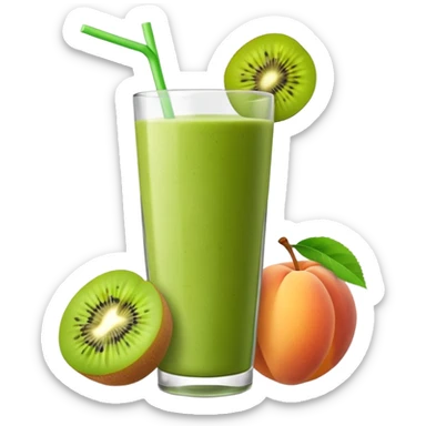 smoothie with peaches and green kiwi sticker
