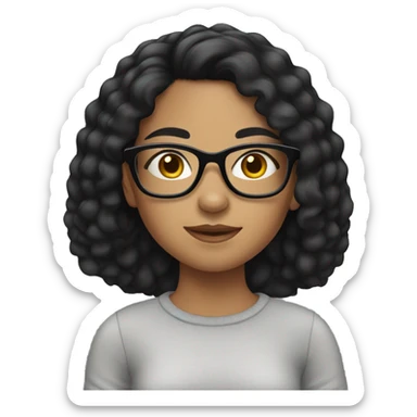 Mixed-race girl with glasses and black hair.  sticker