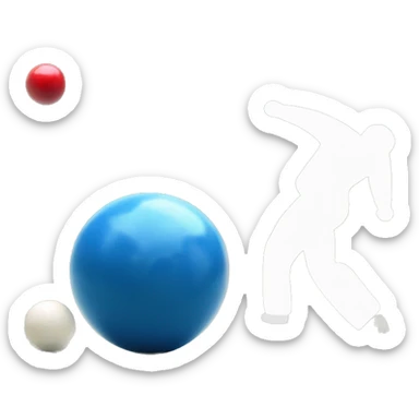 lawn bowler bowling a blue bowl towards a white jack sticker