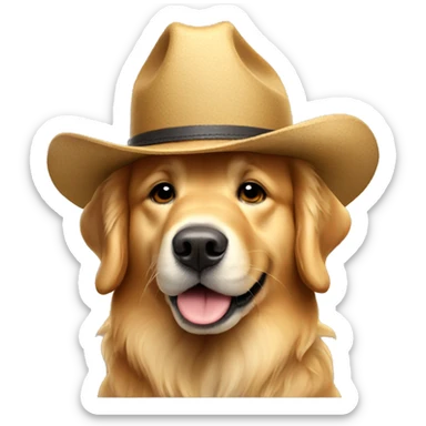 Golden retriever with a Texan hat  sticker