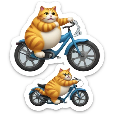 Fat cat riding a bike sticker