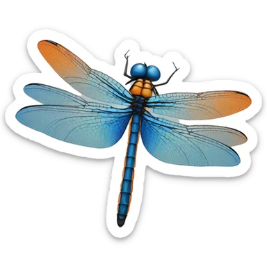 Orange blue dragonfly sticker