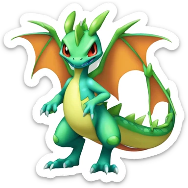 Anthro Cool Edgy Legendary Colorful Shy Shiny Fakemon-Pokémon-Flygon-Charizard-Fantasy-Creature With Full Body Detailed High Quality sticker