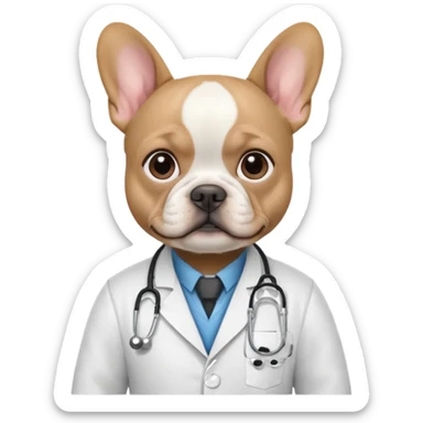 médico negro con bulldog francés blanco sticker