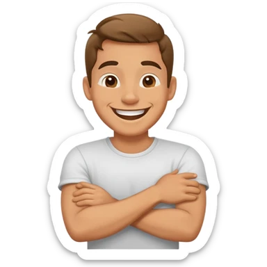 arms crossed around neck laughing guy sticker