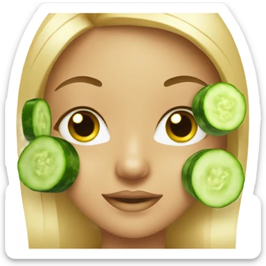 A girl with cucumber spa on her eyes  sticker
