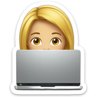 une fille s'ennuie devant l'ordinateur sticker