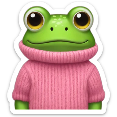 Frog in pink sweater sticker