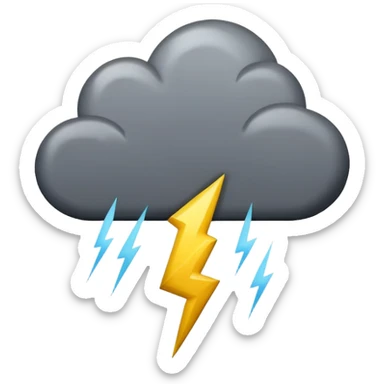 dark cloud with rain and lightening bolt sticker