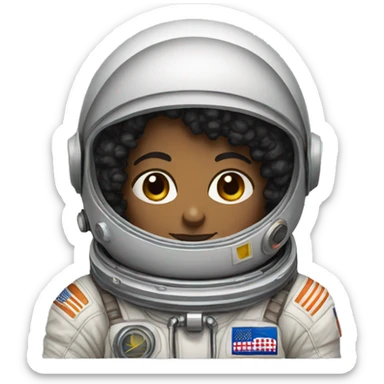 Brown skin black curly haired astronaut sticker
