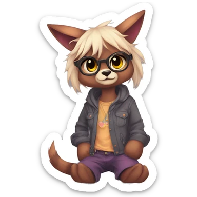 Cool cute Kawaii edgy colorful anthro fantasy-animal-fursona griffsnuff & LiLaiRa & Falvie full body sticker