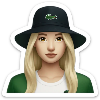 Lacoste bag girl with black lacoste hat sticker