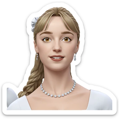 smiling girl in white dress sticker