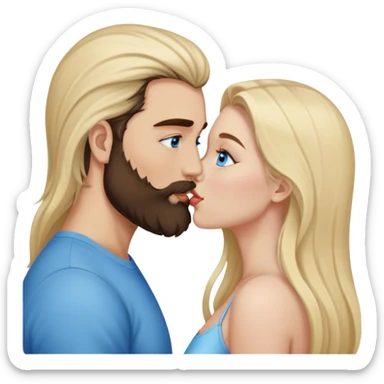  long blonde hair pale blue eyes kissing seperate man dark brown hair man with beard sfw sticker