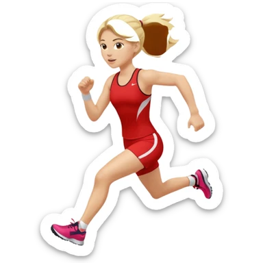 Sportswoman run light skin blond hair sticker