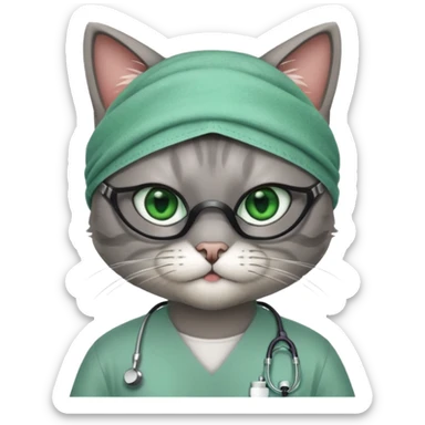 doctor cat, surgical mask sticker