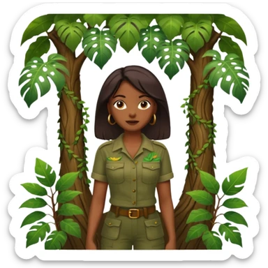 an woman with jungle tree sticker