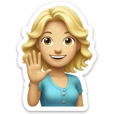 Blonde girl saying bye sticker